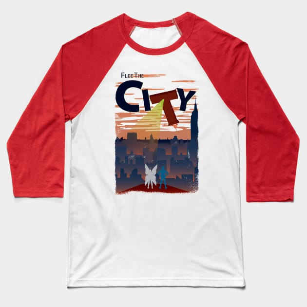 Flee The City Baseball T-Shirt by MadArtisan